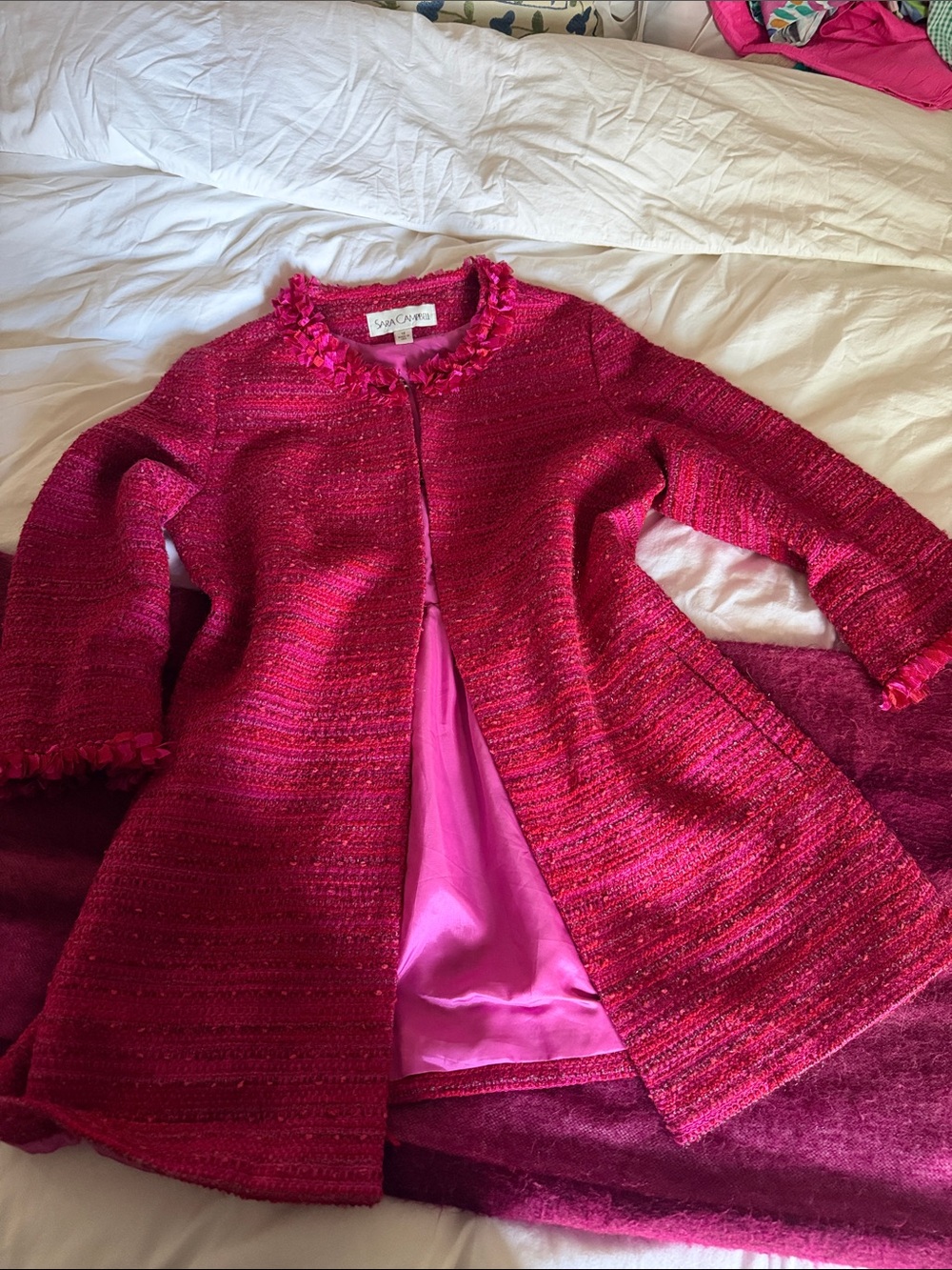 Sara Campbell Hot Pink tweed Coat